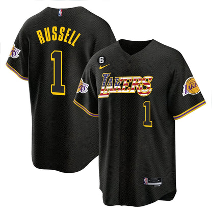 Los Angeles Lakers Flag Baseball Jersey - All Stitched
