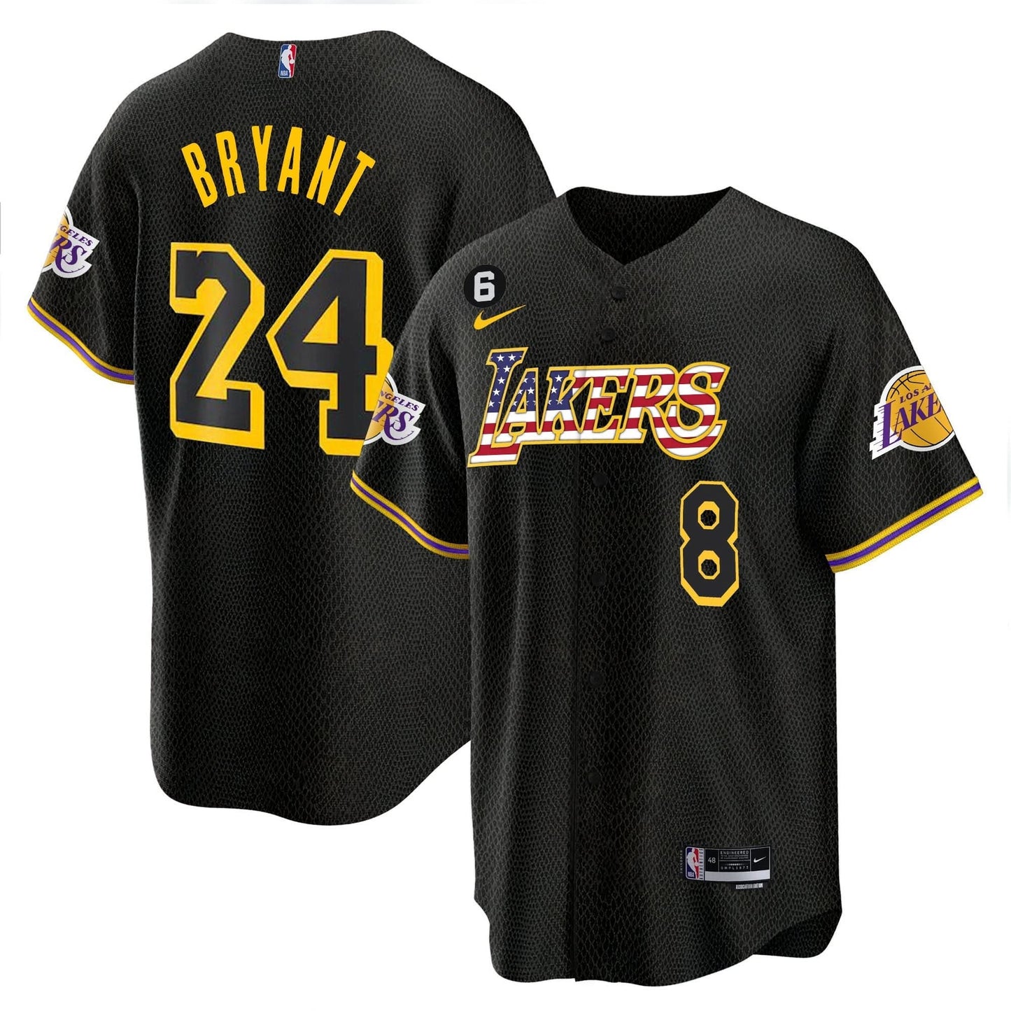 Los Angeles Lakers Flag Baseball Jersey - All Stitched