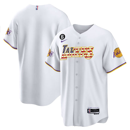 Los Angeles Lakers Flag Baseball Jersey - All Stitched