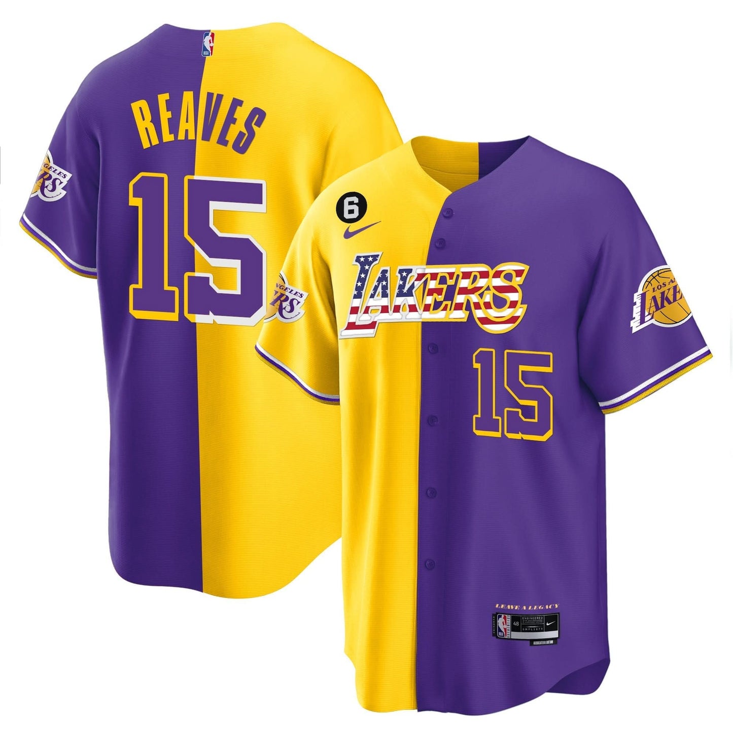 Los Angeles Lakers Flag Baseball Jersey - All Stitched