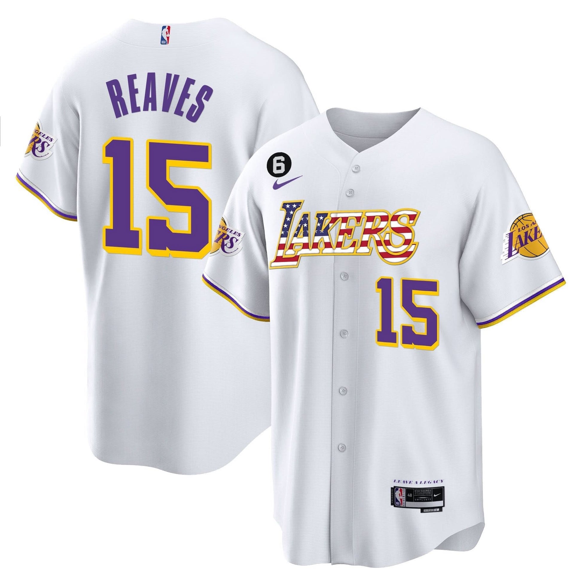 Los Angeles Lakers Flag Baseball Jersey - All Stitched