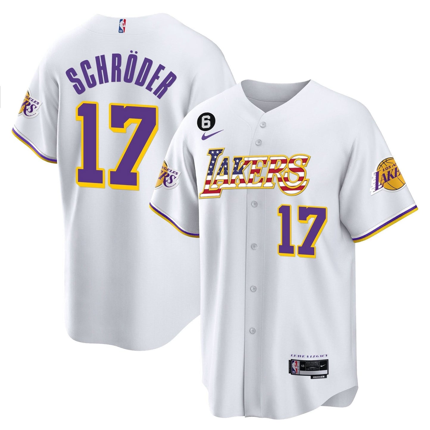 Los Angeles Lakers Flag Baseball Jersey - All Stitched
