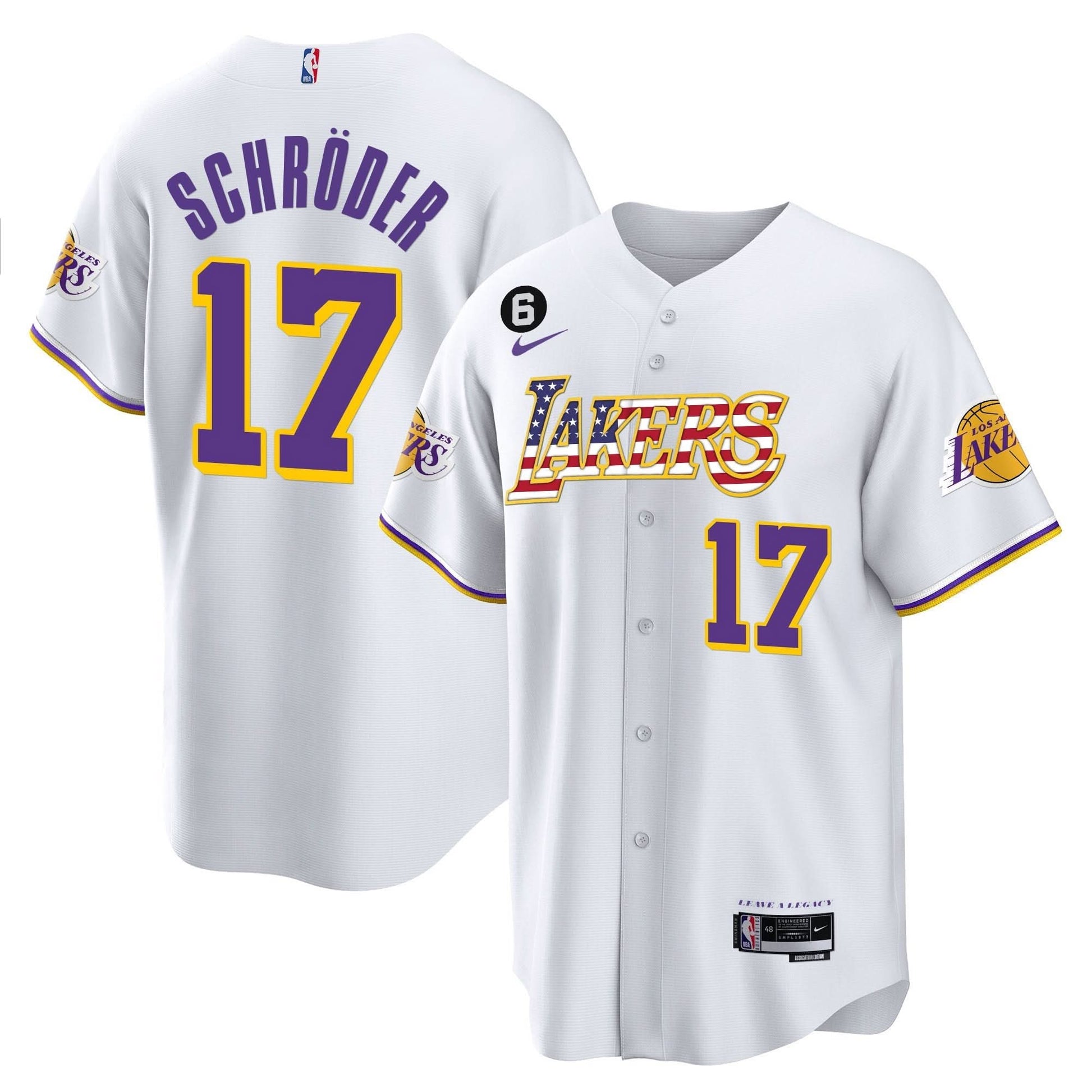 Los Angeles Lakers Flag Baseball Jersey - All Stitched