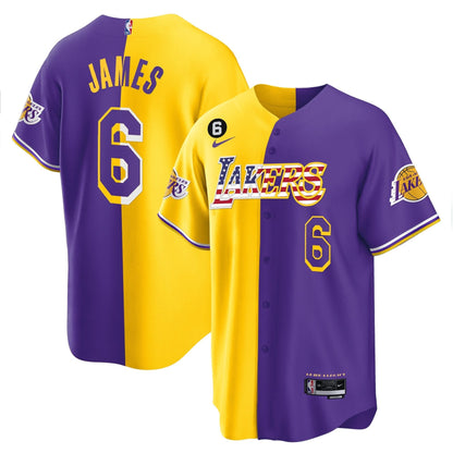 Los Angeles Lakers Flag Baseball Jersey - All Stitched