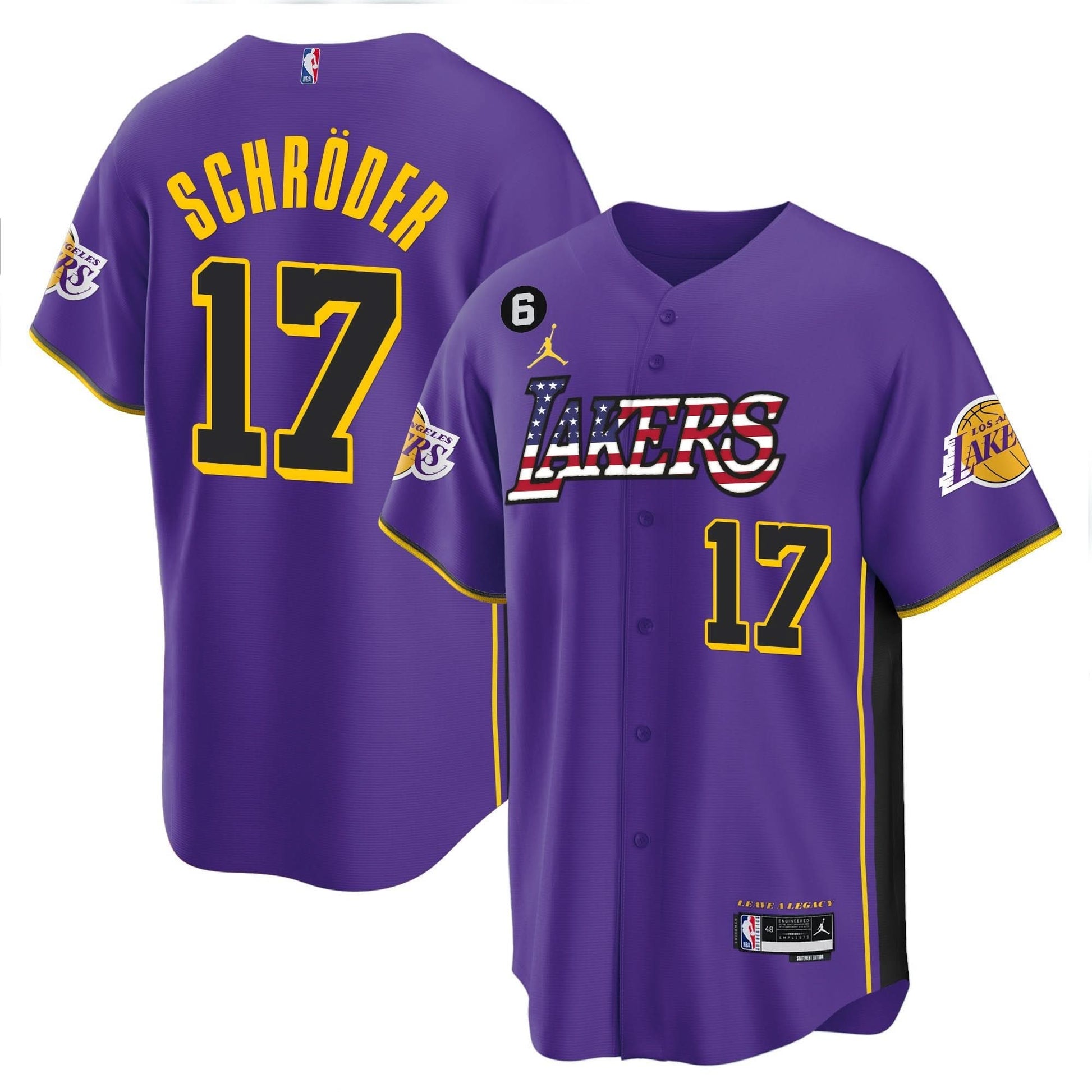 Los Angeles Lakers Flag Baseball Jersey - All Stitched