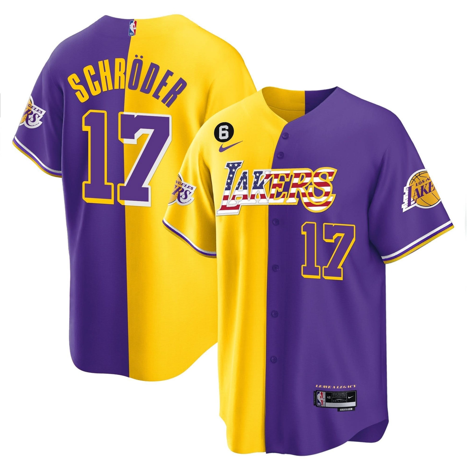 Los Angeles Lakers Flag Baseball Jersey - All Stitched