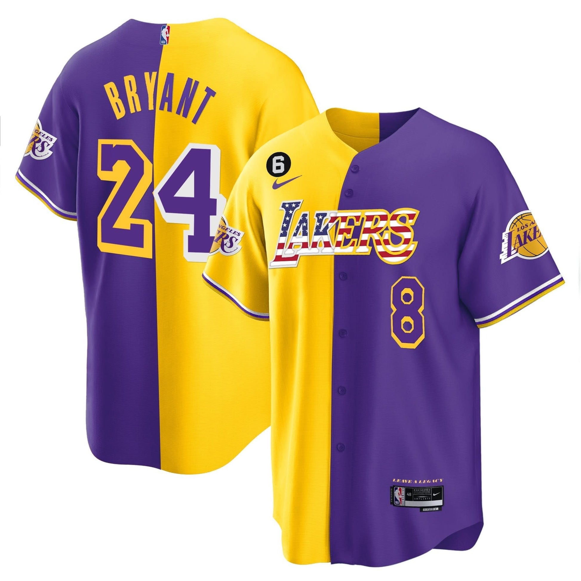Los Angeles Lakers Flag Baseball Jersey - All Stitched