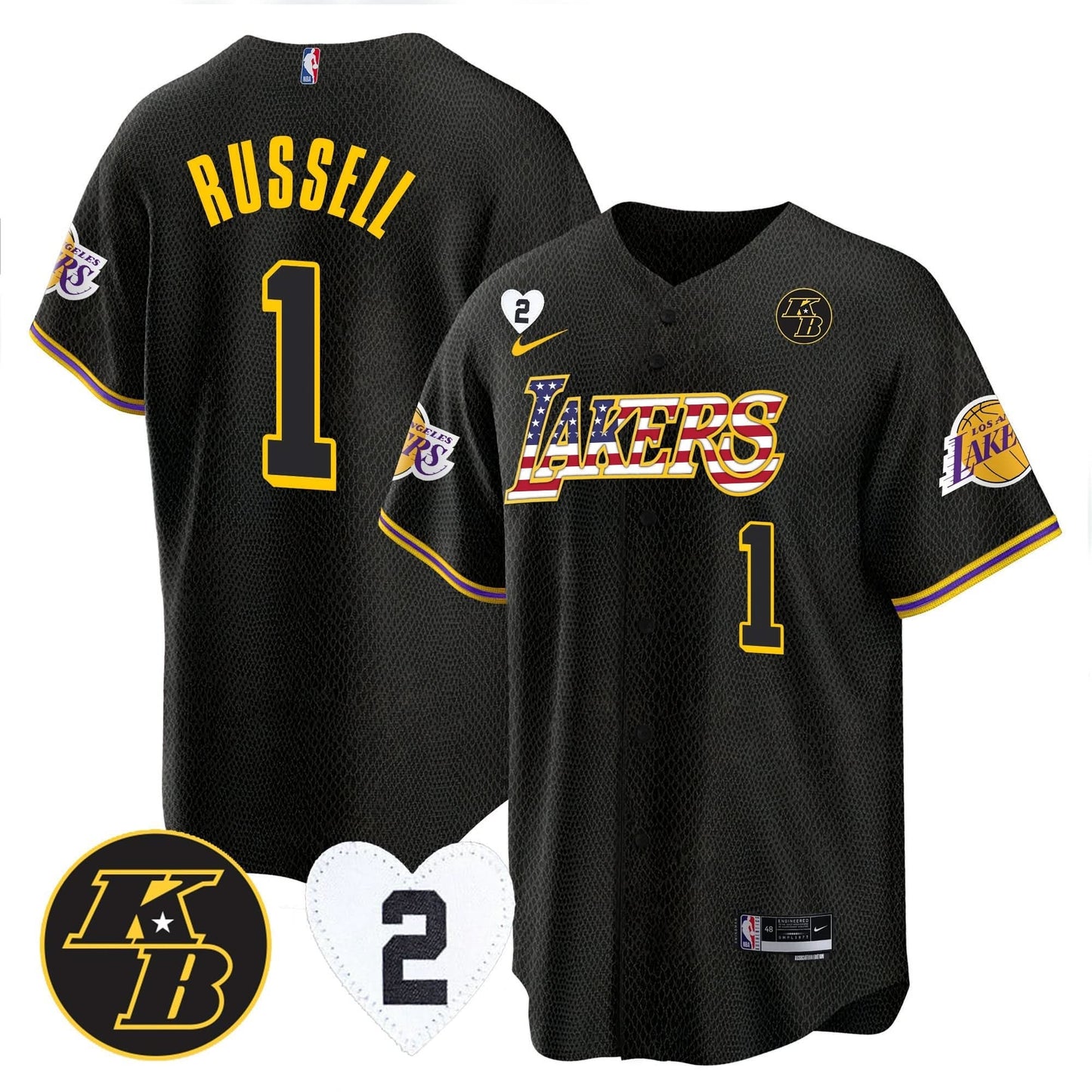 Los Angeles Lakers Flag Baseball Jersey - All Stitched