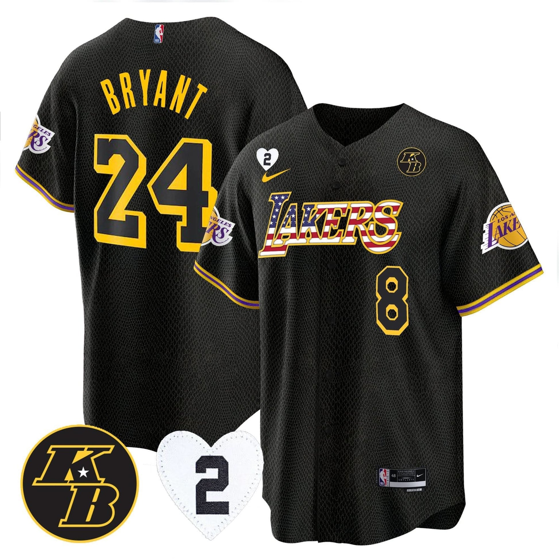 Los Angeles Lakers Flag Baseball Jersey - All Stitched