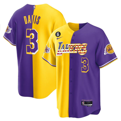 Los Angeles Lakers Flag Baseball Jersey - All Stitched