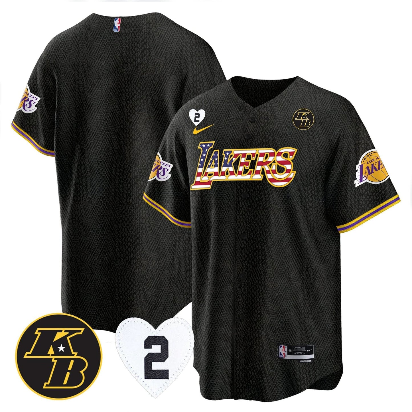 Los Angeles Lakers Flag Baseball Jersey - All Stitched
