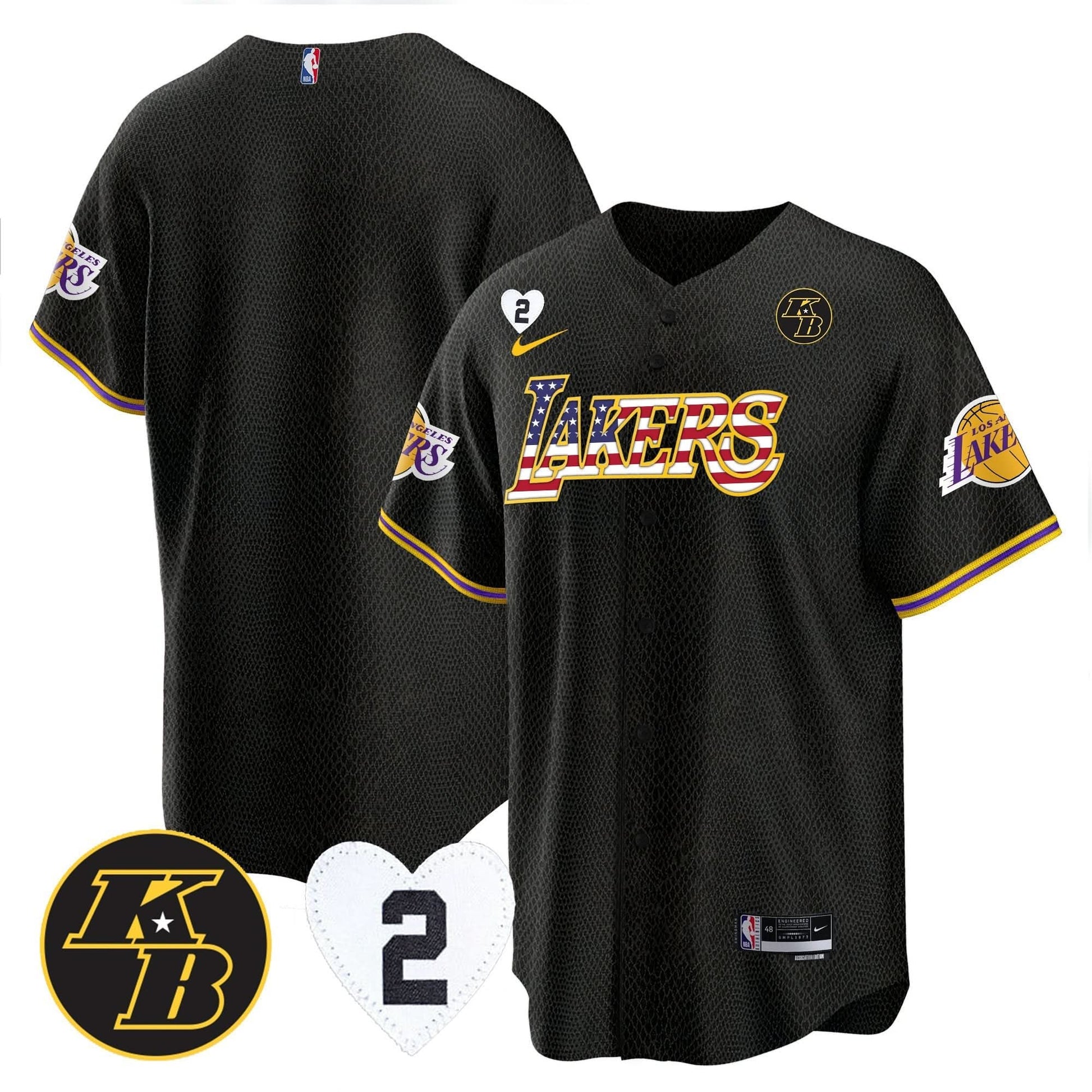 Los Angeles Lakers Flag Baseball Jersey - All Stitched