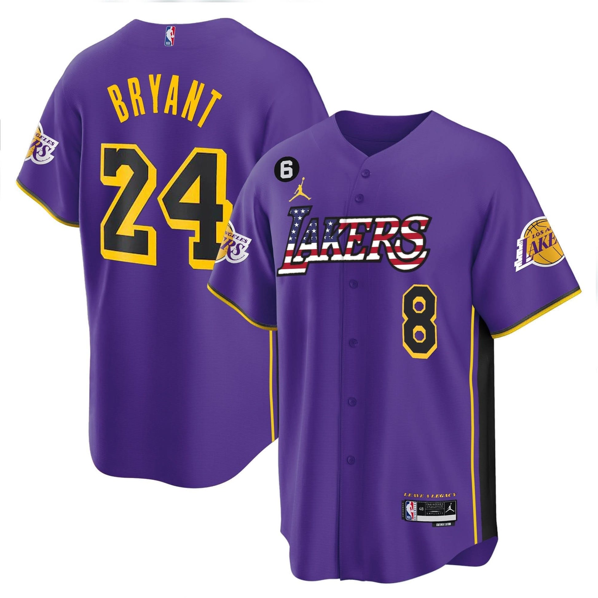 Los Angeles Lakers Flag Baseball Jersey - All Stitched