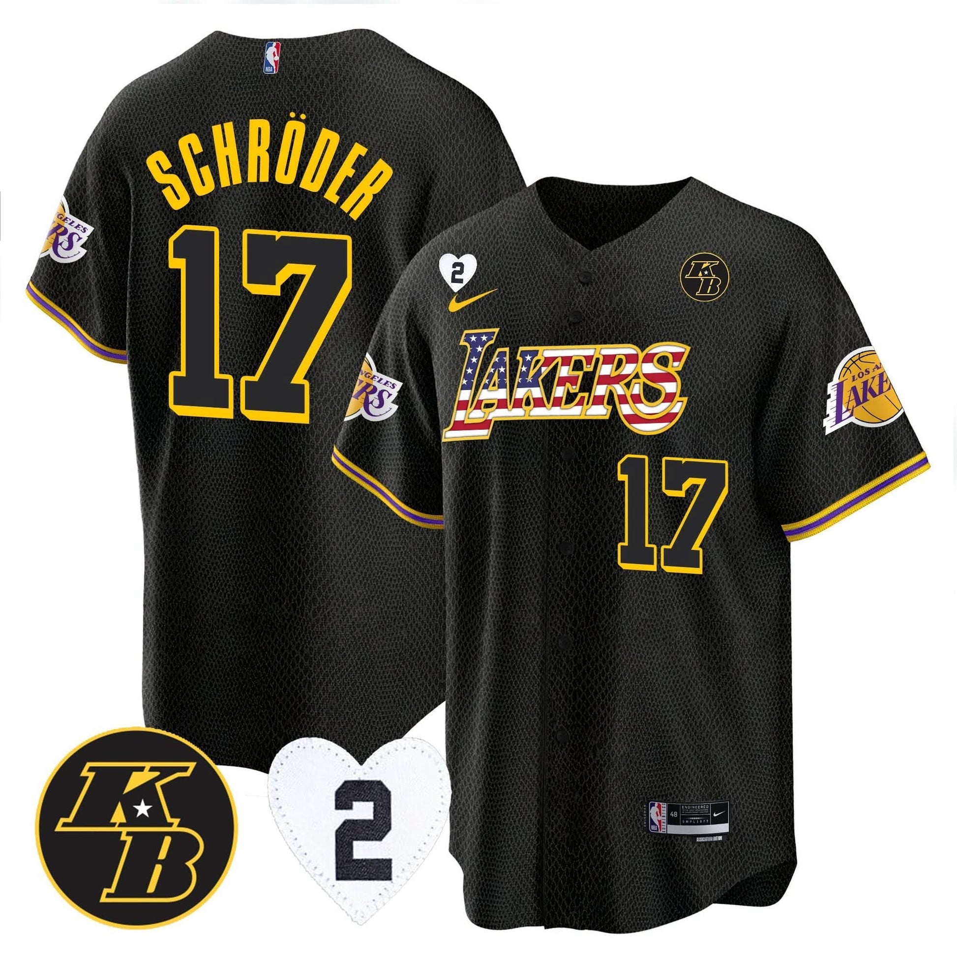 Los Angeles Lakers Flag Baseball Jersey - All Stitched