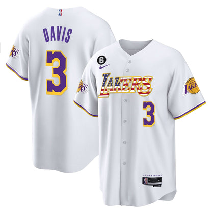 Los Angeles Lakers Flag Baseball Jersey - All Stitched