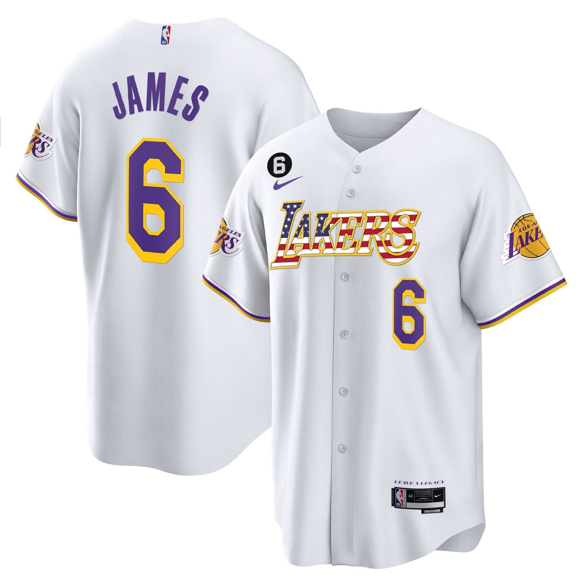 Los Angeles Lakers Flag Baseball Jersey - All Stitched