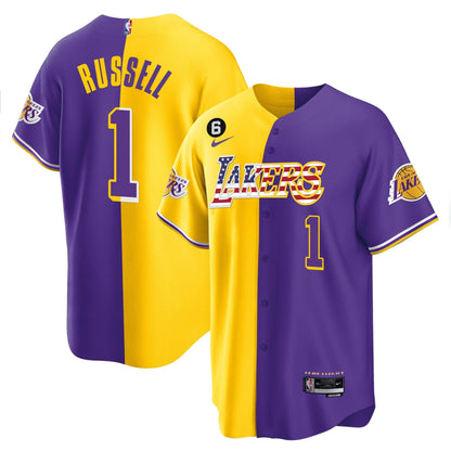 Los Angeles Lakers Flag Baseball Jersey - All Stitched