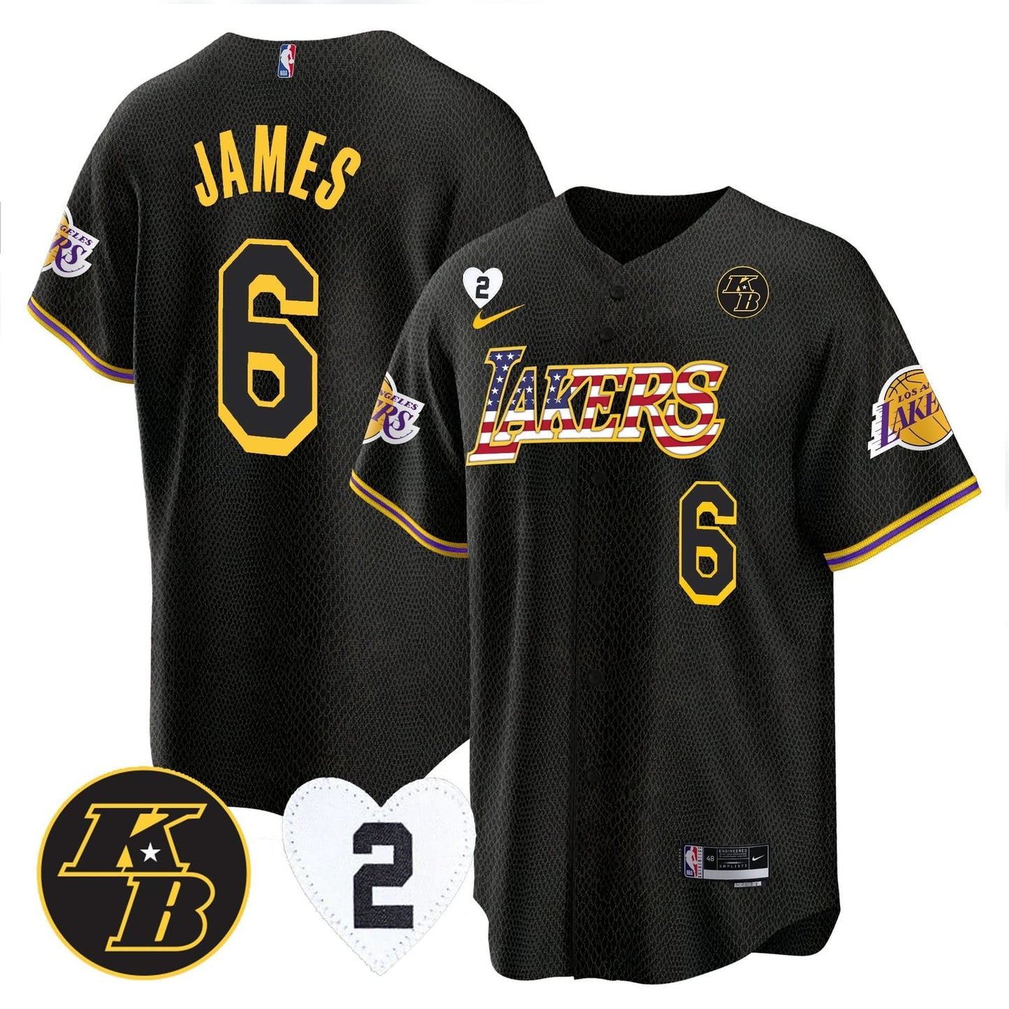 Los Angeles Lakers Flag Baseball Jersey - All Stitched