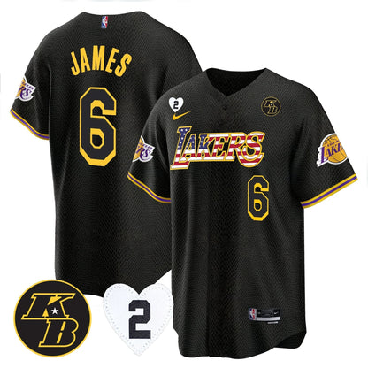 Los Angeles Lakers Flag Baseball Jersey - All Stitched