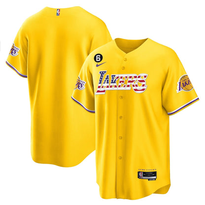 Los Angeles Lakers Flag Baseball Jersey - All Stitched
