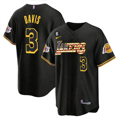 Los Angeles Lakers Flag Baseball Jersey - All Stitched