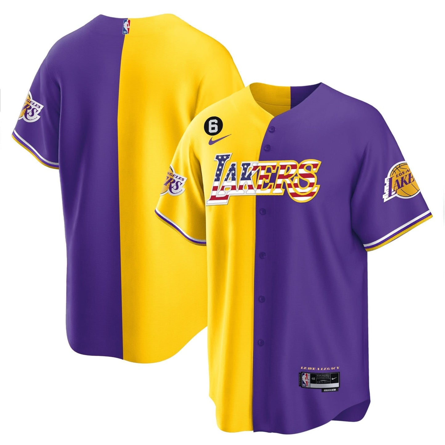 Los Angeles Lakers Flag Baseball Jersey - All Stitched
