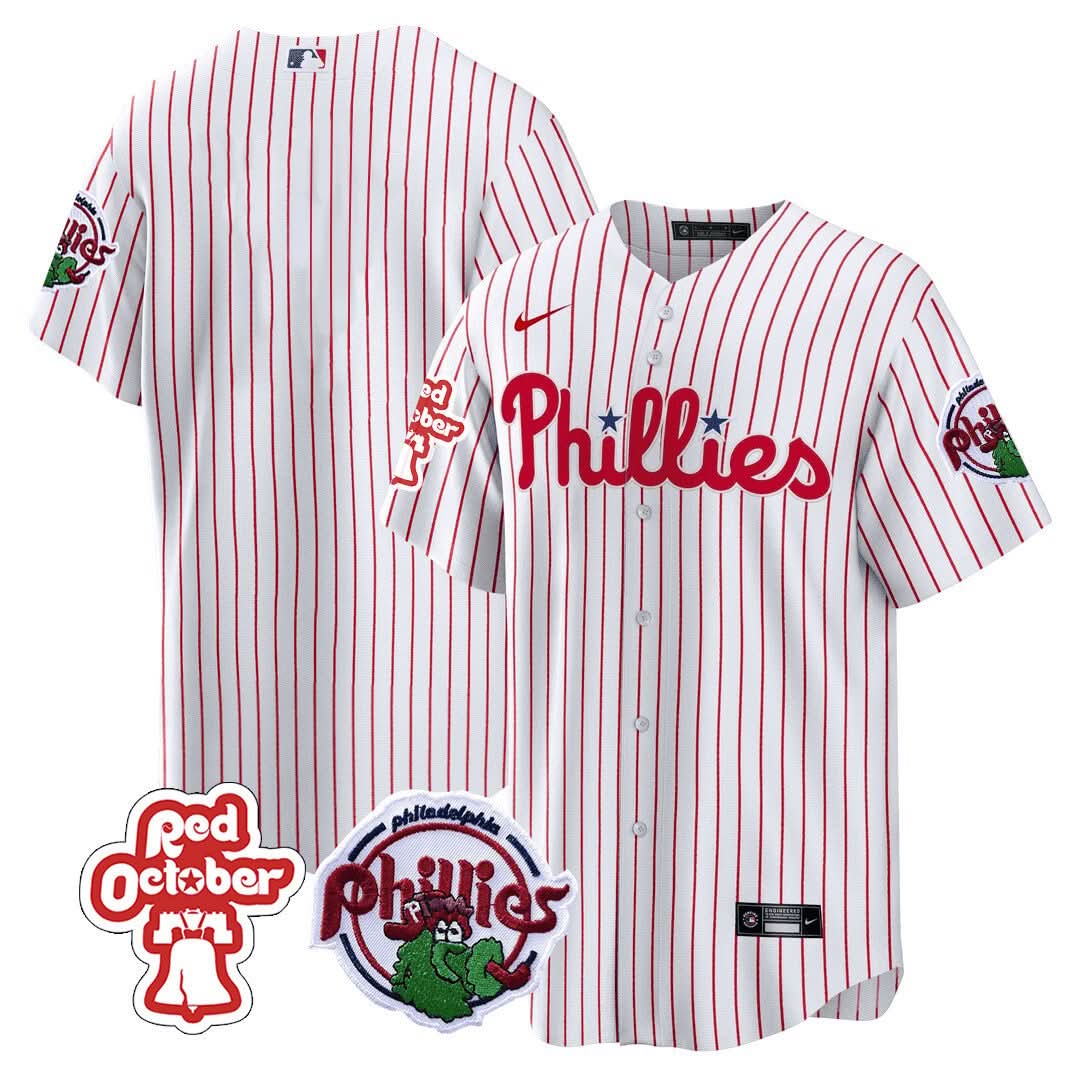 Philadelphia Phillies Red October Patch Cool Base Jersey - All Stitched