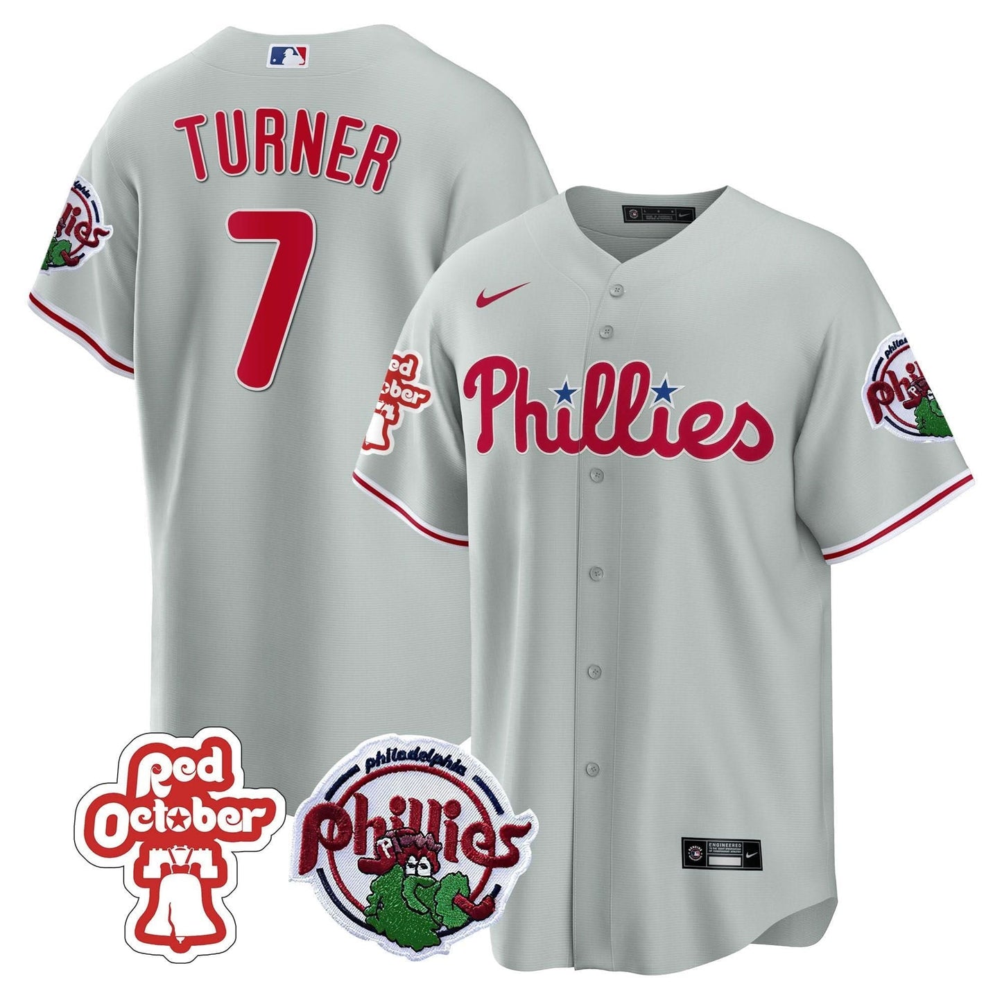 Philadelphia Phillies Red October Patch Cool Base Jersey - All Stitched