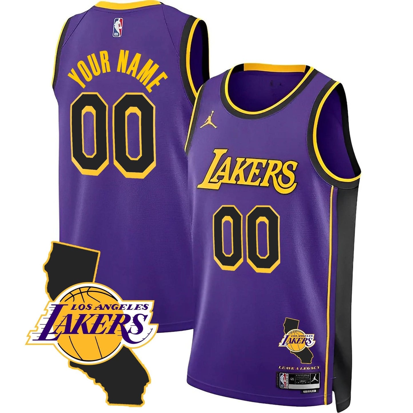 Los Angeles Lakers California Patch Custom Jersey - All Stitched