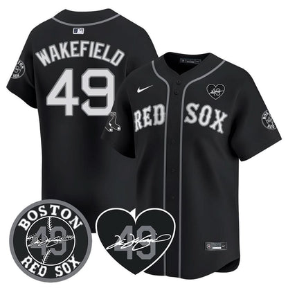 Red Sox Tim Wakefield Memorial Patch Vaper Premier Limited Jersey - All Stitched- All Stitched