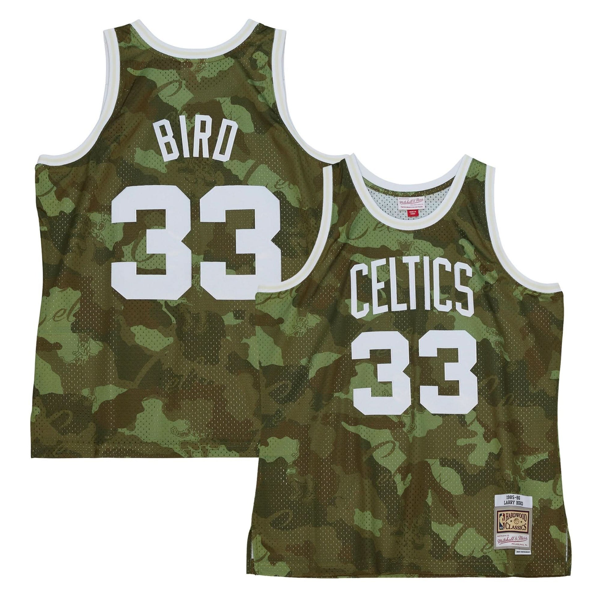 Larry Bird Boston Celtics Camo Green Jersey - All Stitched