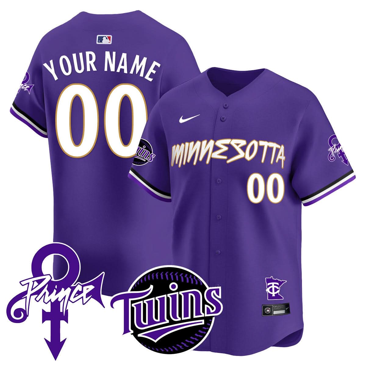 Custom  Minnesota Twins Prince Patch Limited Jersey N2 - All Stitched