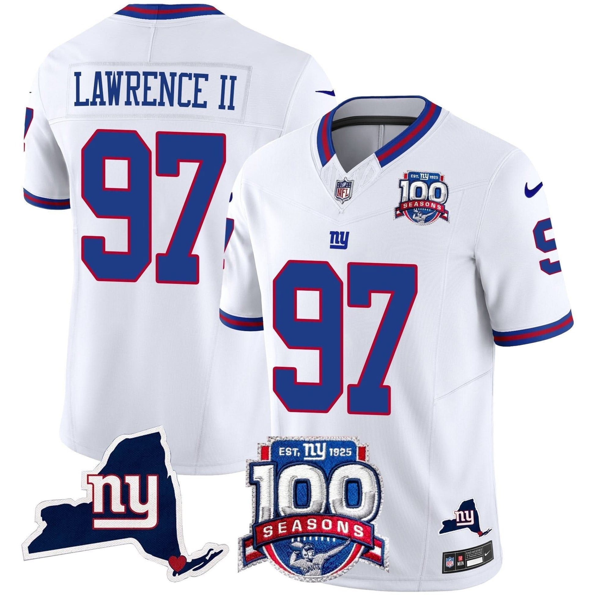 New York Giants 100th Season & State Patch Vapor Limited Jersey - All Stitched