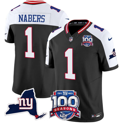 New York Giants 100th Season & State Patch Vapor Limited Jersey - All Stitched