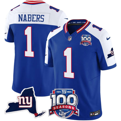 New York Giants 100th Season & State Patch Vapor Limited Jersey - All Stitched