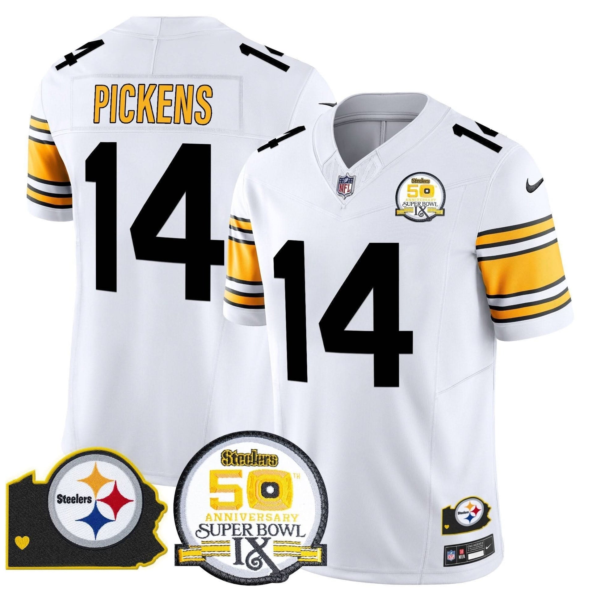Steelers 50th Anniversary Of Super Bowl IX & Map Patch Vapor Limited Jersey - All Stitched