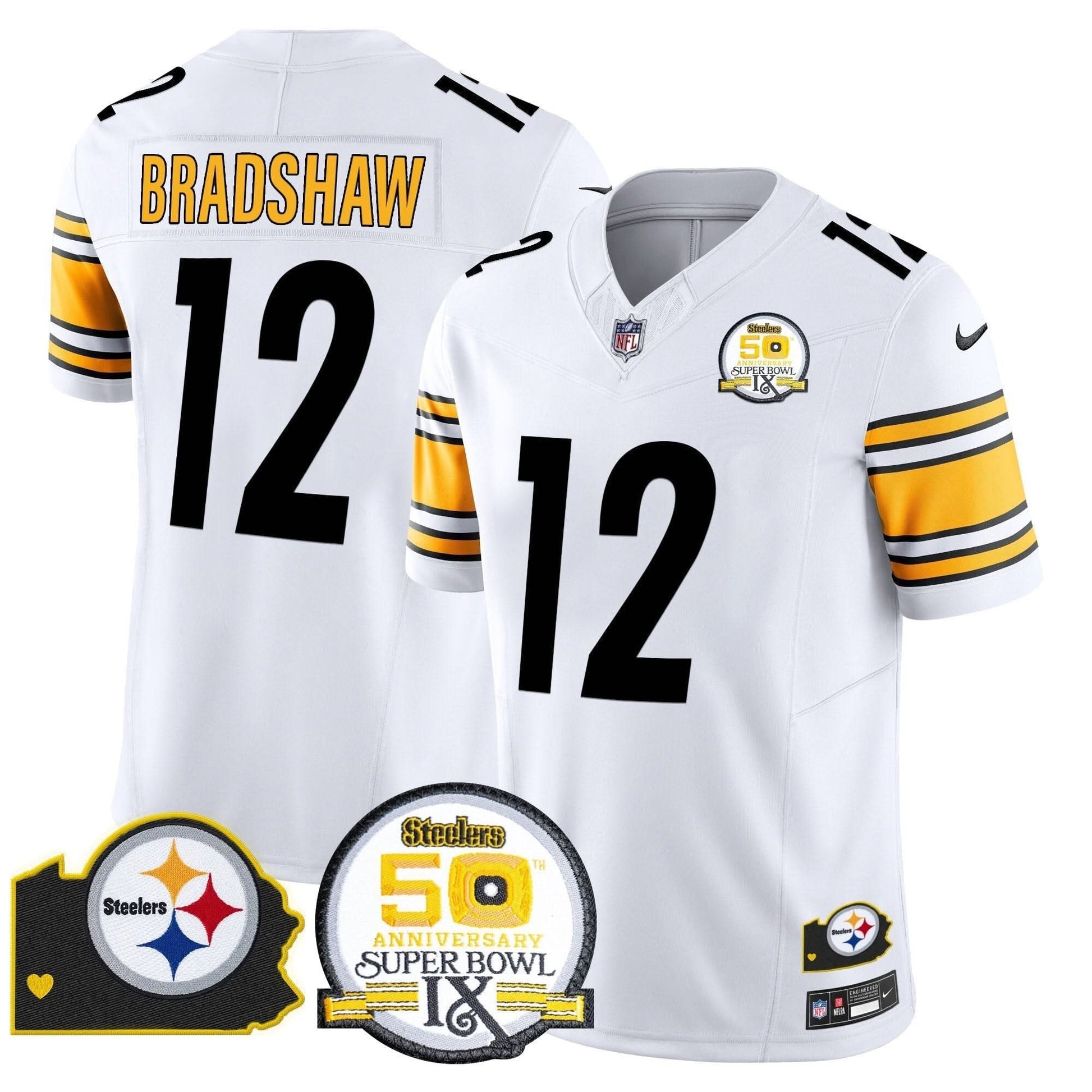 Steelers 50th Anniversary Of Super Bowl IX & Map Patch Vapor Limited Jersey - All Stitched