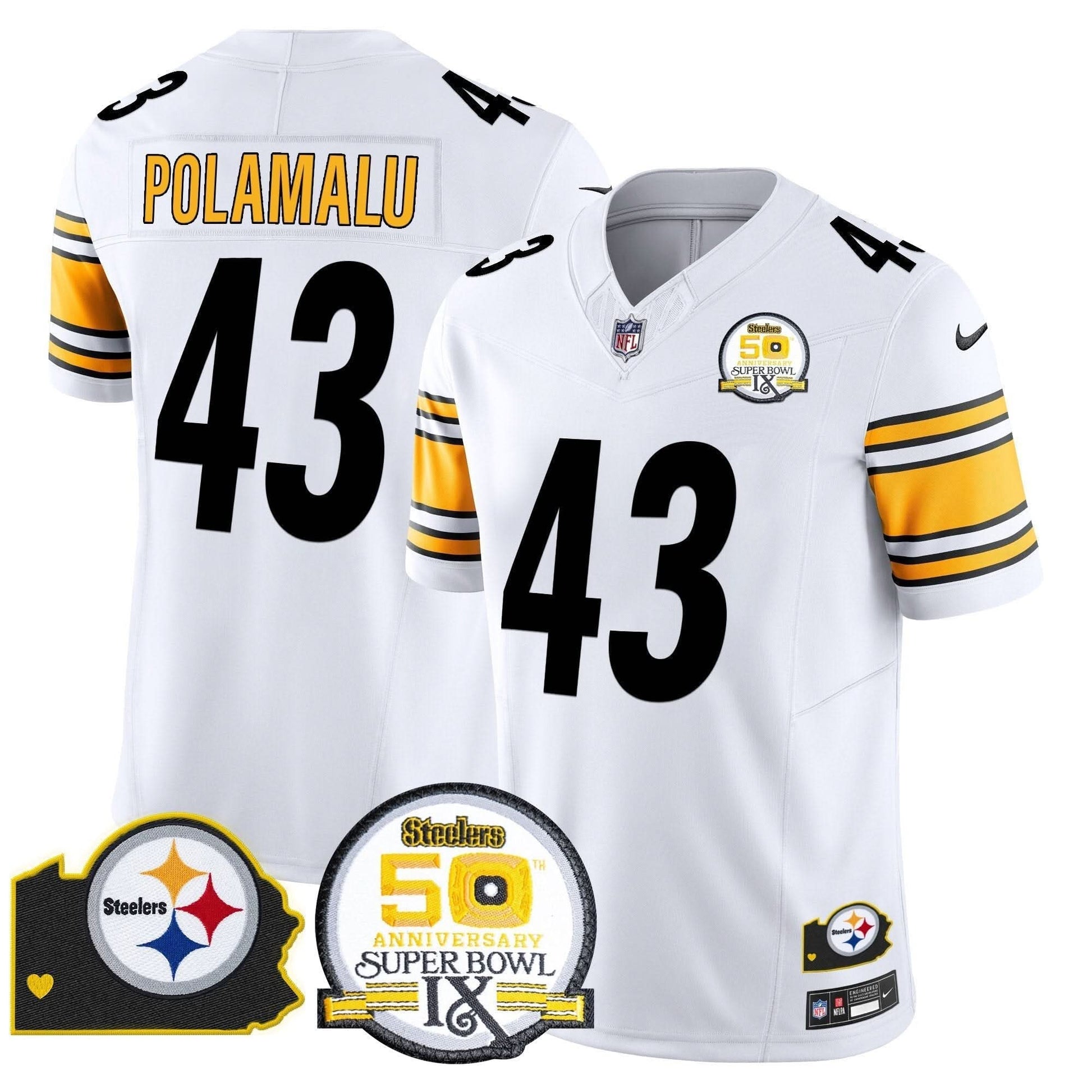 Steelers 50th Anniversary Of Super Bowl IX & Map Patch Vapor Limited Jersey - All Stitched