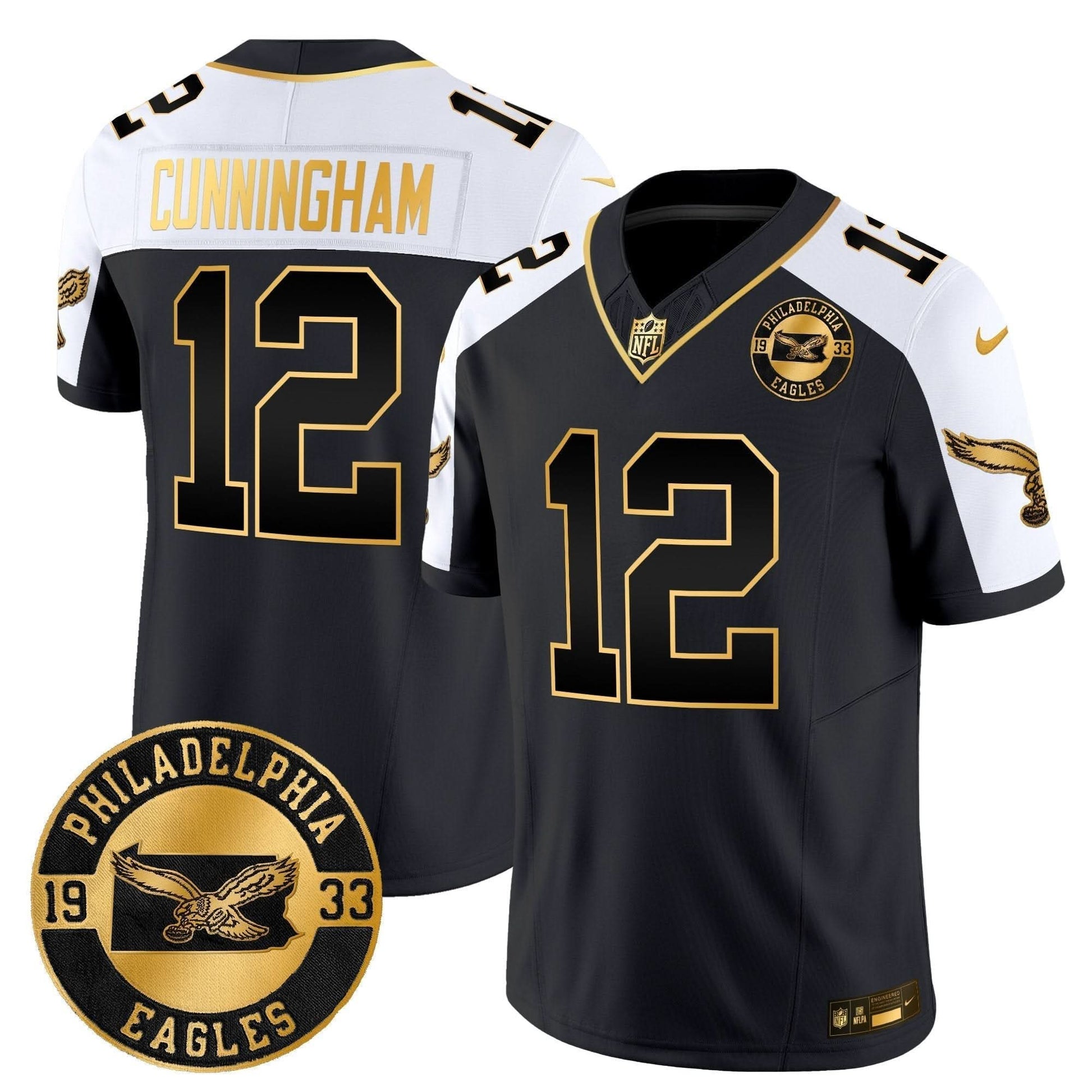 Philadelphia Eagles 2024 Throwback Gold Vapor Limited Jersey - Est. 1933 Patch - All Stitched