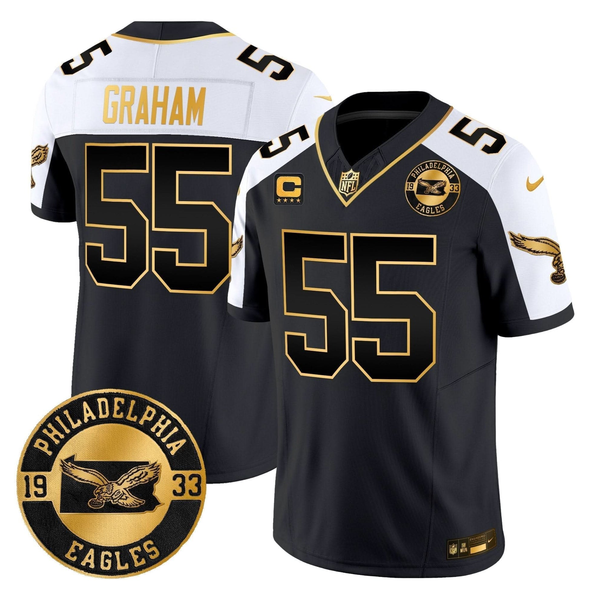 Philadelphia Eagles 2024 Throwback Gold Vapor Limited Jersey - Est. 1933 Patch - All Stitched