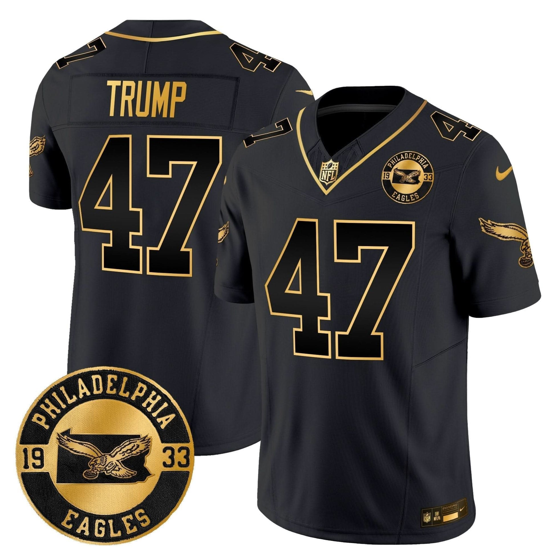 Philadelphia Eagles 2024 Throwback Gold Vapor Limited Jersey - Est. 1933 Patch - All Stitched