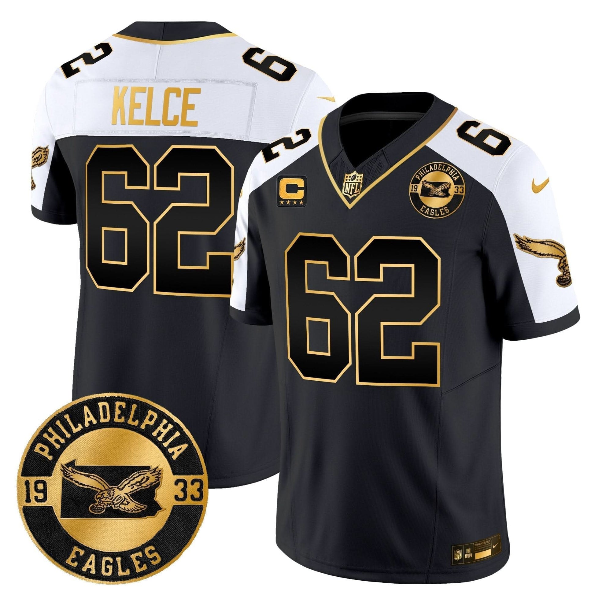 Philadelphia Eagles 2024 Throwback Gold Vapor Limited Jersey - Est. 1933 Patch - All Stitched