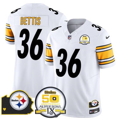 Steelers 50th Anniversary Of Super Bowl IX & Map Patch Vapor Limited Jersey - All Stitched