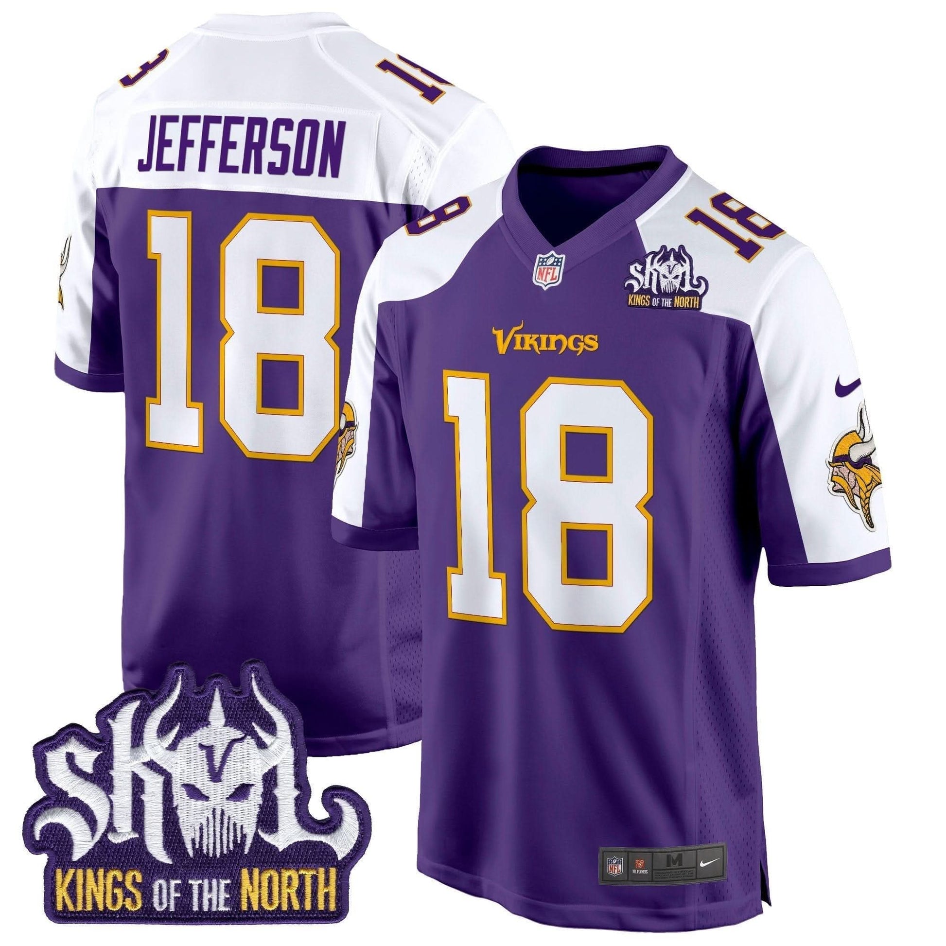 Minnesota Vikings King Of The North Patch Throwback Game Jersey - All Stitched