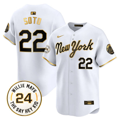 Mets Willie Mays Patch Vapor Premier Limited Jersey - All Stitched
