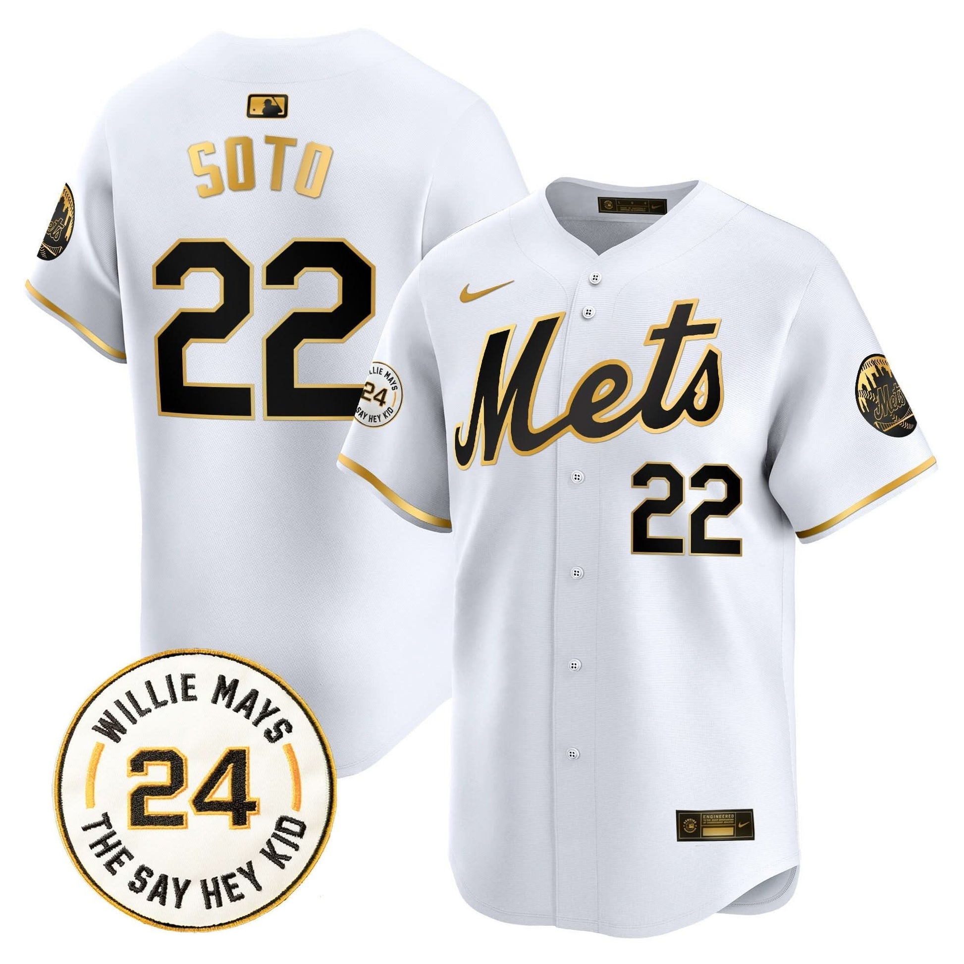 Mets Willie Mays Patch Vapor Premier Limited Jersey - All Stitched