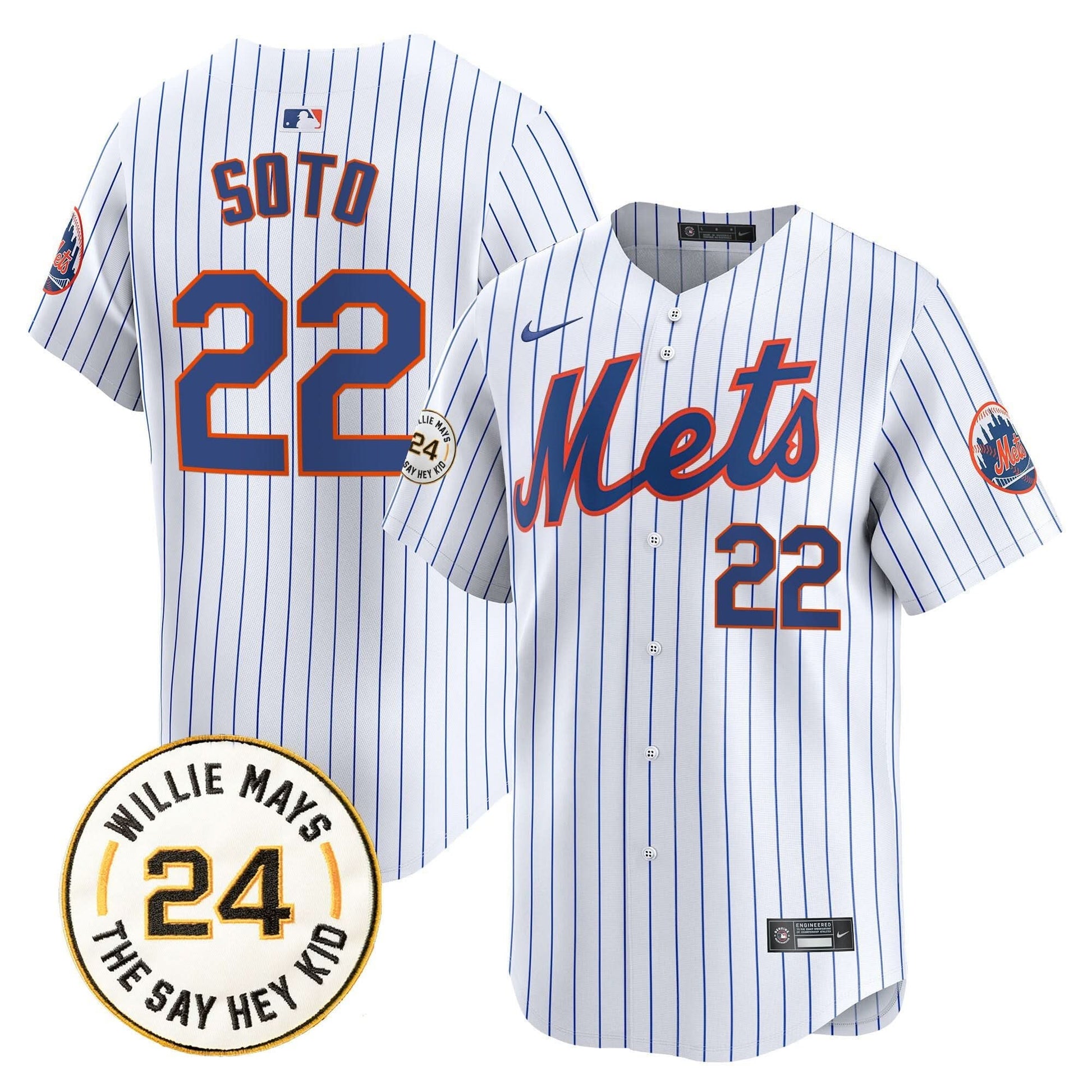 Mets Willie Mays Patch Vapor Premier Limited Jersey - All Stitched