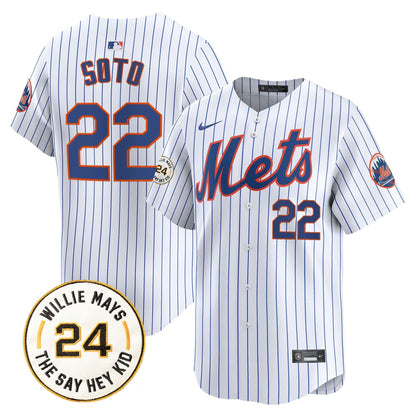 Mets Willie Mays Patch Vapor Premier Limited Jersey - All Stitched