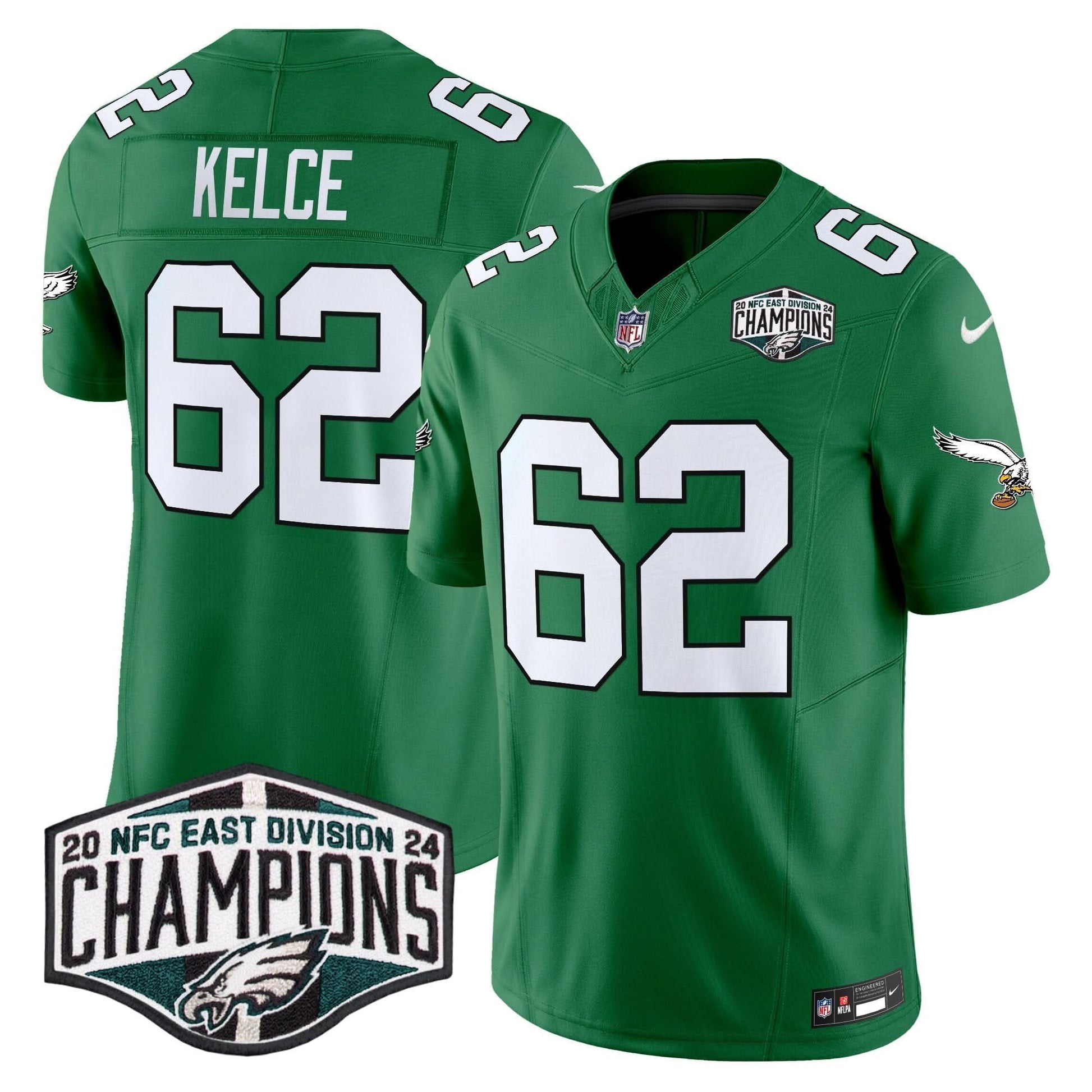 Philadelphia Eagles Kelly Green 2024 NFC East Division Champions Vapor Limited Jersey V2 - All Stitched