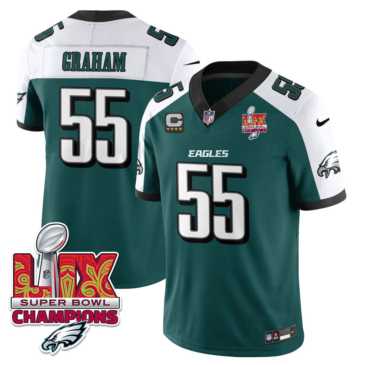 Philadelphia Eagles Super Bowl LIX Champions Gold Vapor Limited Jersey - All Stitched